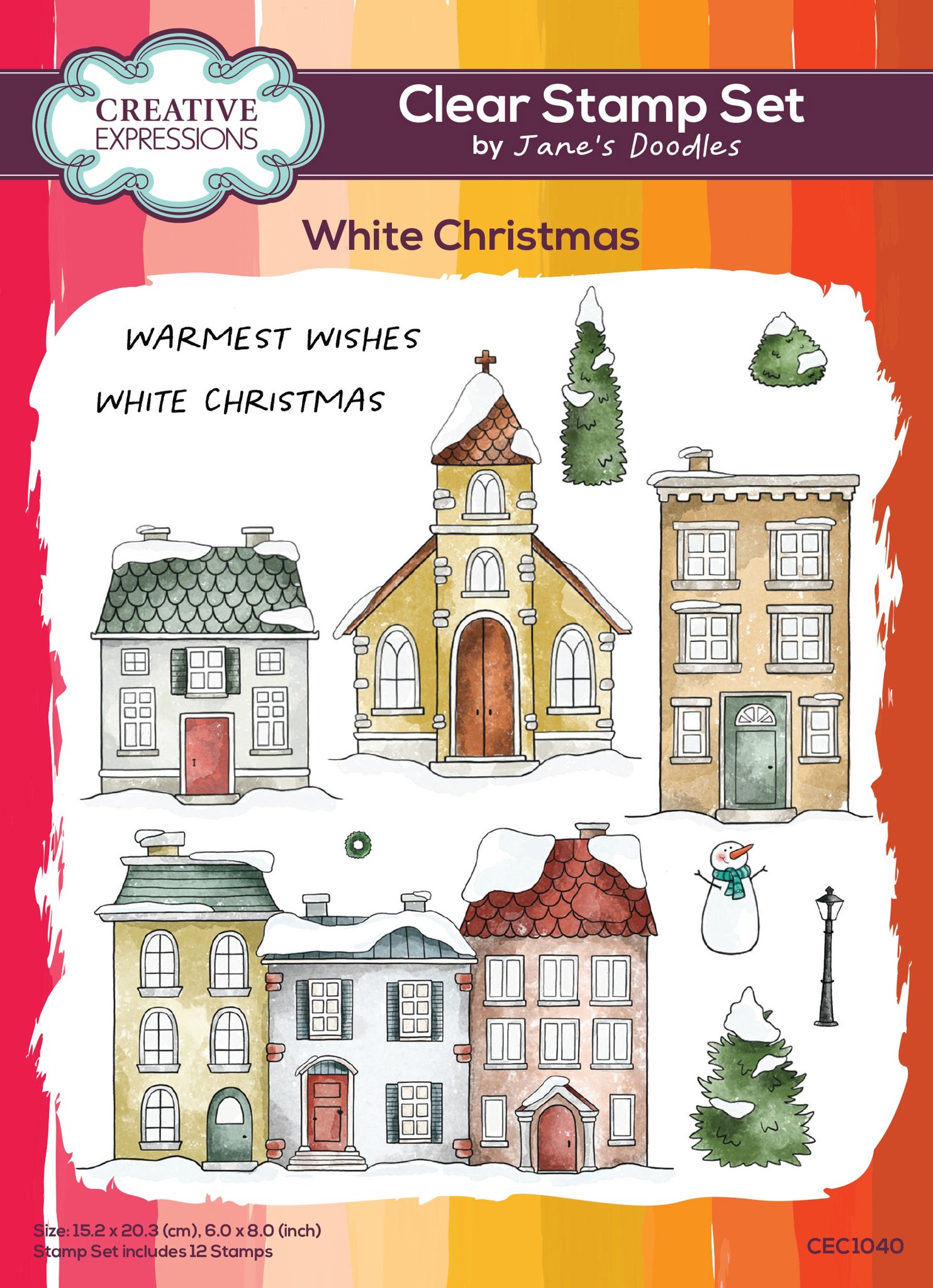 Bild von Creative Expressions Jane's Doodles Clear Stamp Set 6"x8"-White Christmas