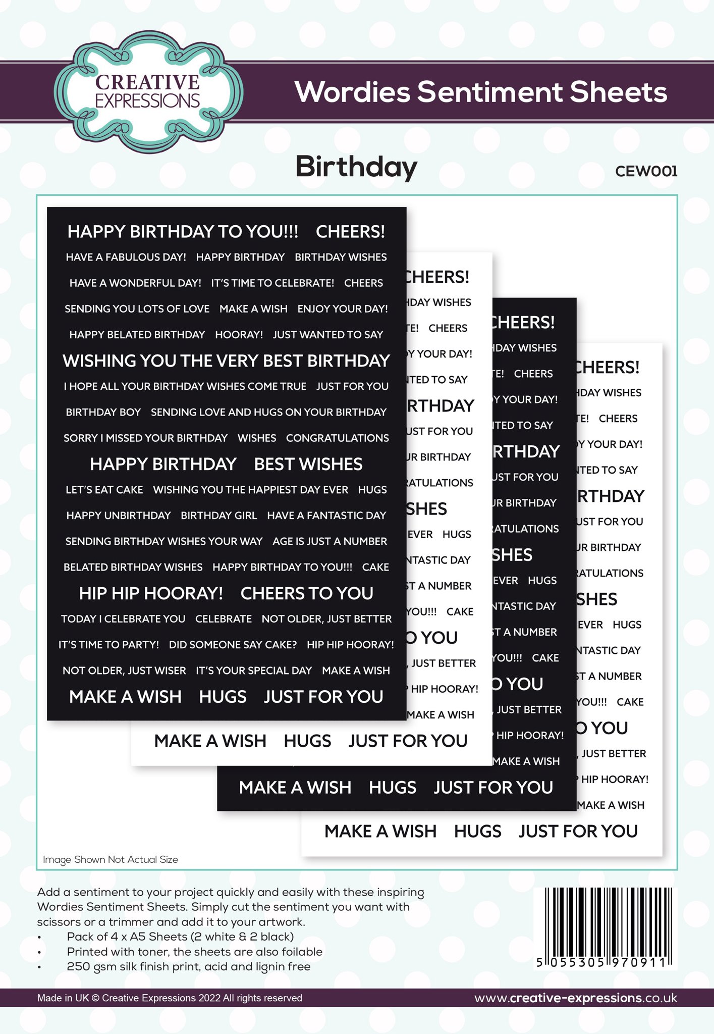 Bild von Creative Expressions Wordies Sentiment Sheets 6"X8" 4/Pkg-Birthday