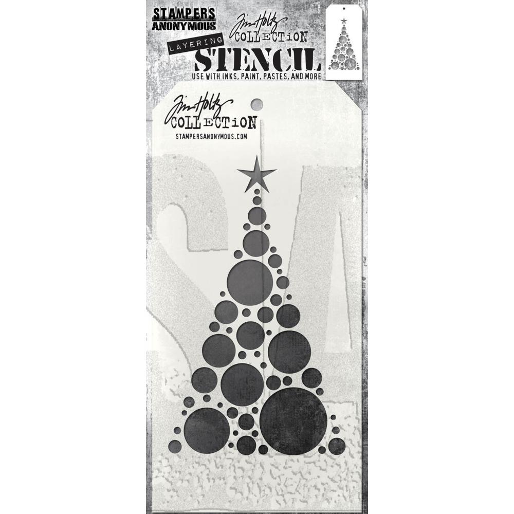 Bild von Tim Holtz Layered Stencil 4.125"X8.5"-Script -Modern Tree