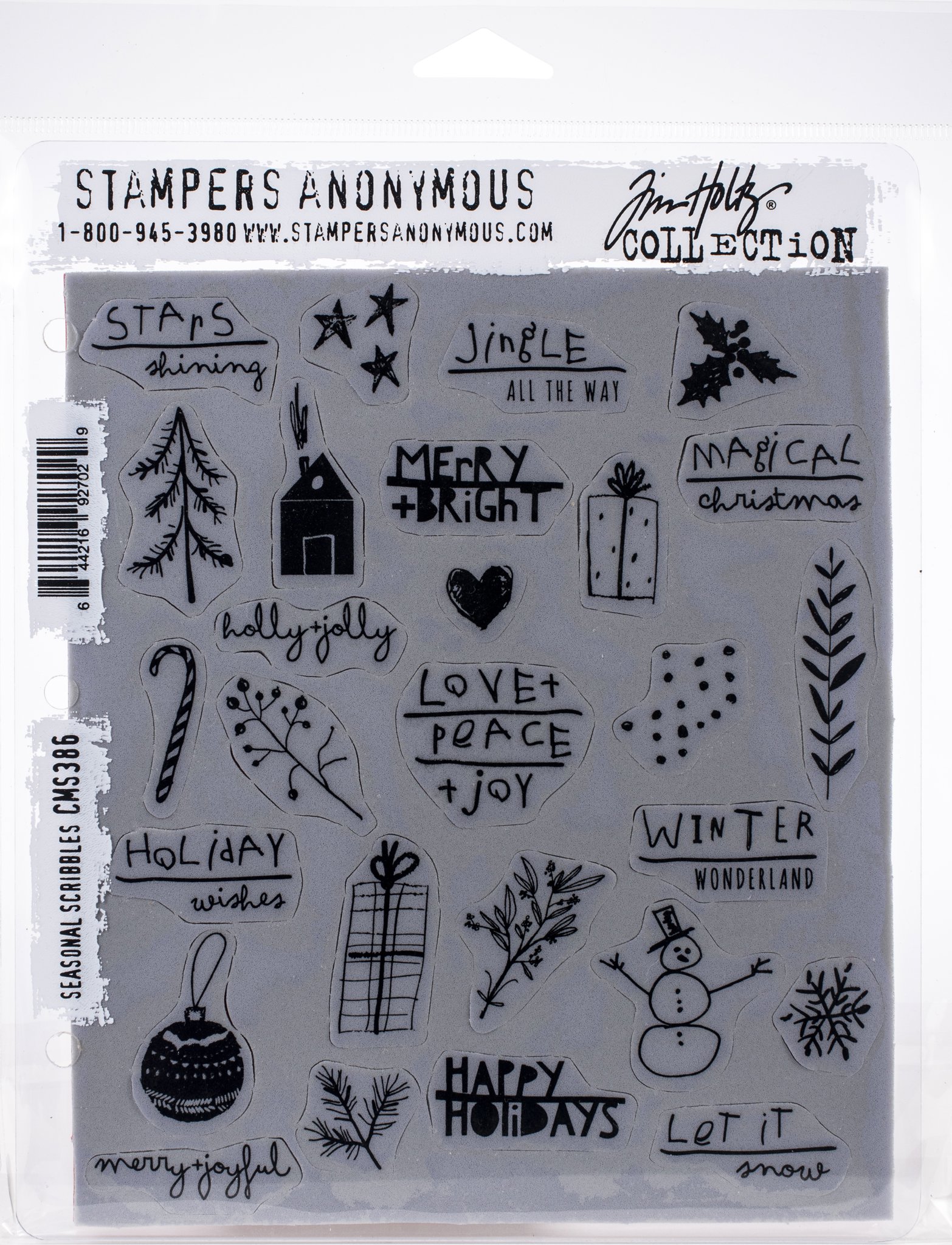 Bild von Tim Holtz Cling Stamps 7"X8.5"-Seasonal Scribbles