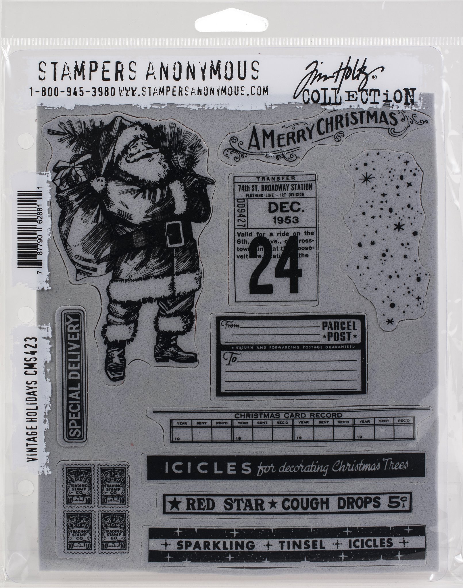 Bild von Tim Holtz Cling Stamps 7"X8.5"-Vintage Holidays