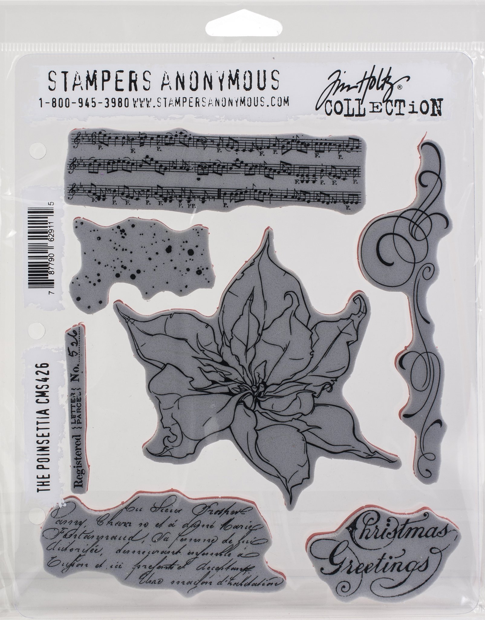 Bild von Tim Holtz Cling Stamps 7"X8.5"-The Poinsettia
