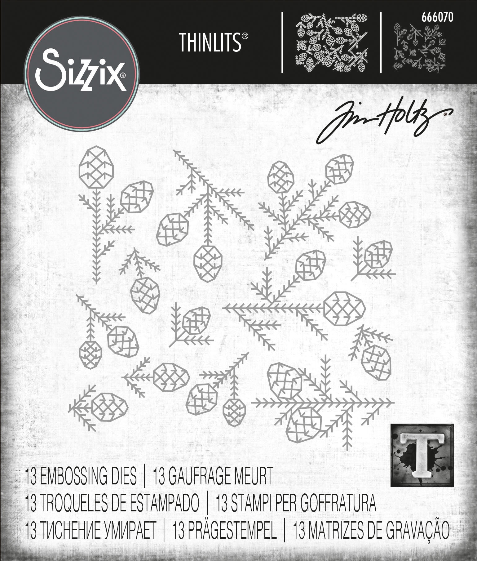 Bild von Sizzix Thinlits Dies By Tim Holtz 13/Pkg-Pine Patterns