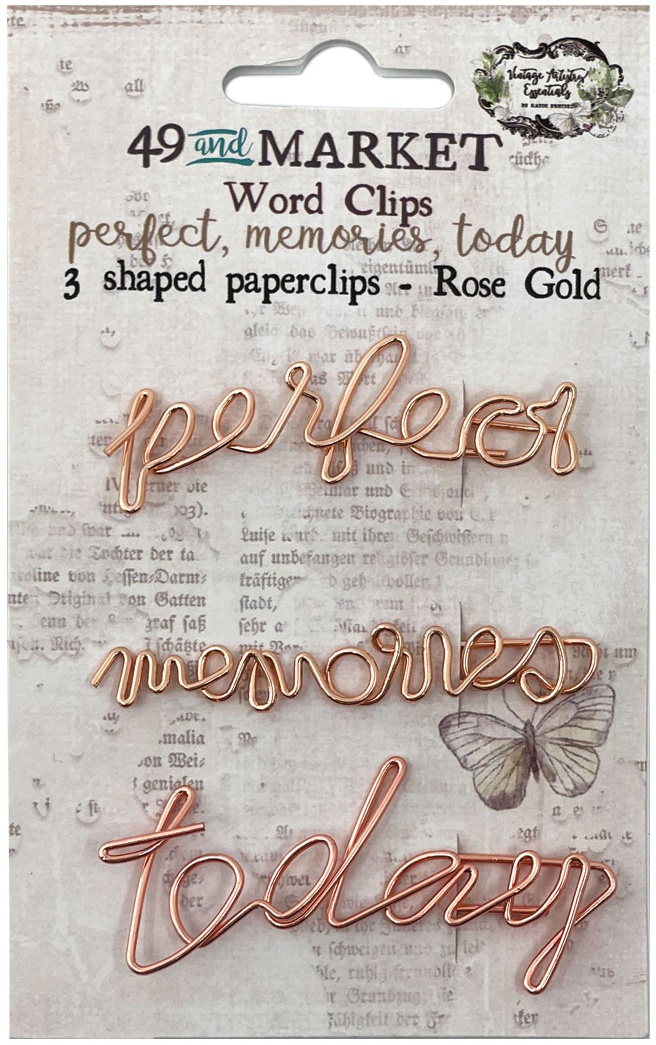 Bild von 49 And Market Foundations Word Paperclips 3/Pkg-Perfect, Memories & Today In Rose Gold