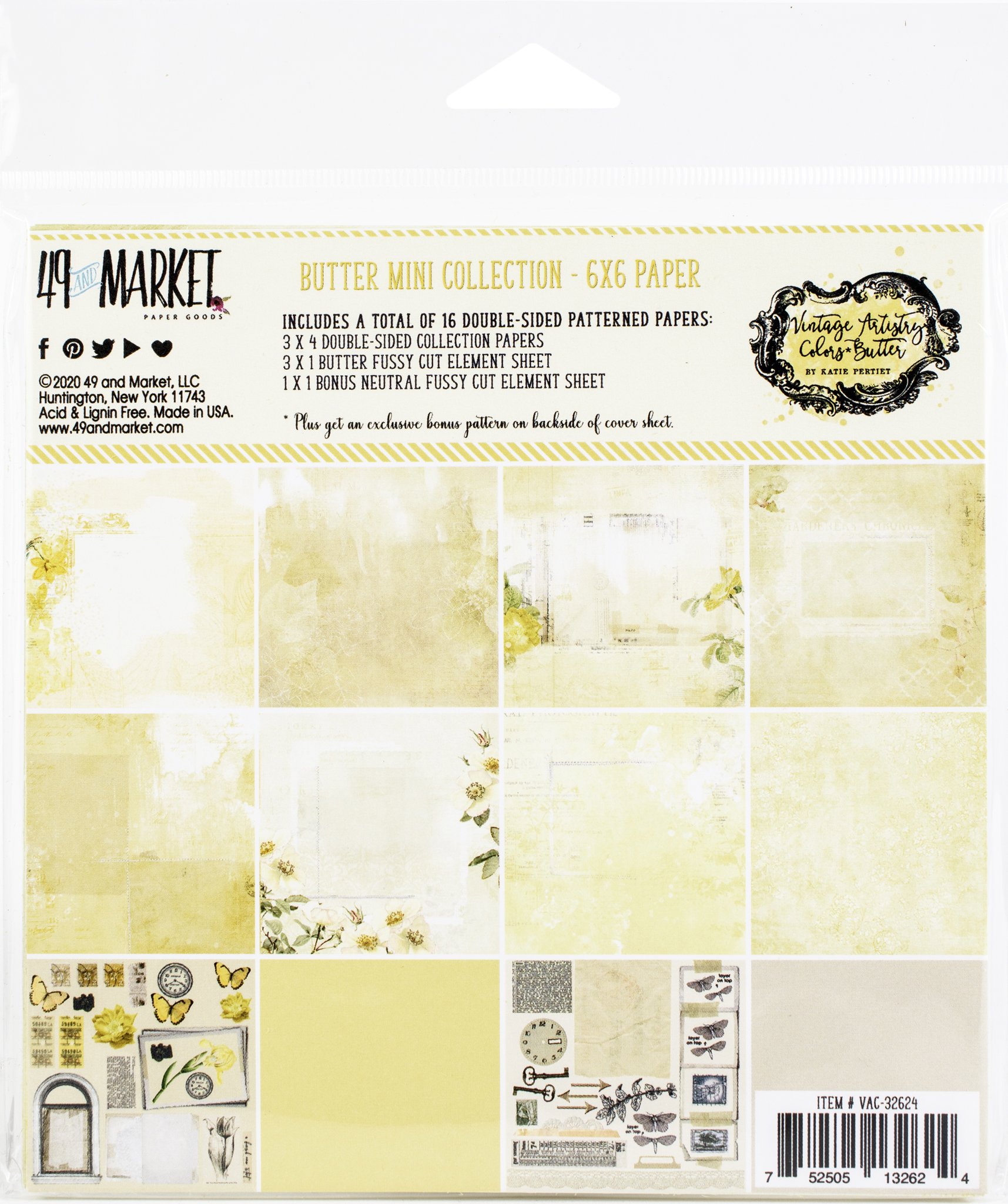 Bild von 49 And Market Collection Pack 6"X6"-Vintage Artistry Butter