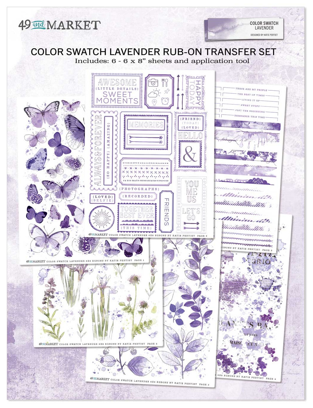 Bild von Color Swatch: Lavender Rub-Ons 6"X8" 6/Sheets- 