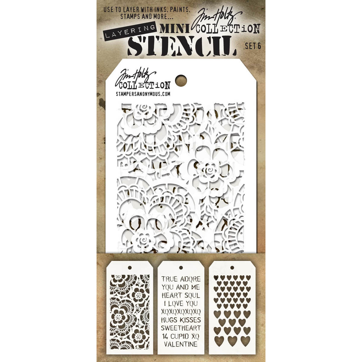 Bild von Tim Holtz Mini Layered Stencil Set 3/Pkg-Set #6